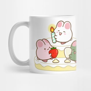 Bunnies Christmas Cake Cream Mug